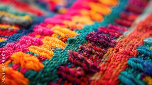 Close up of vibrant handmade carpet © 2rogan