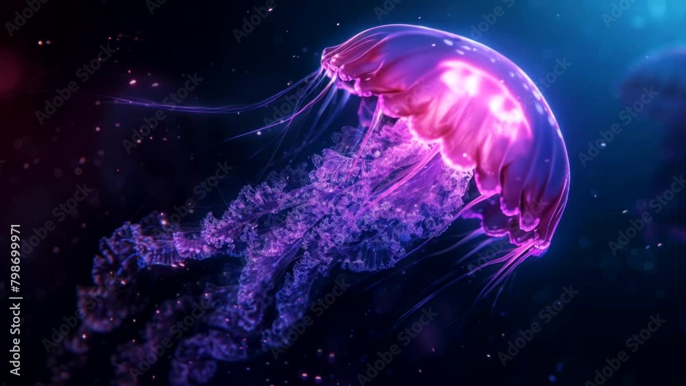 Enchanting Illumination: The Splendor of Glowing Purple Jellyfish