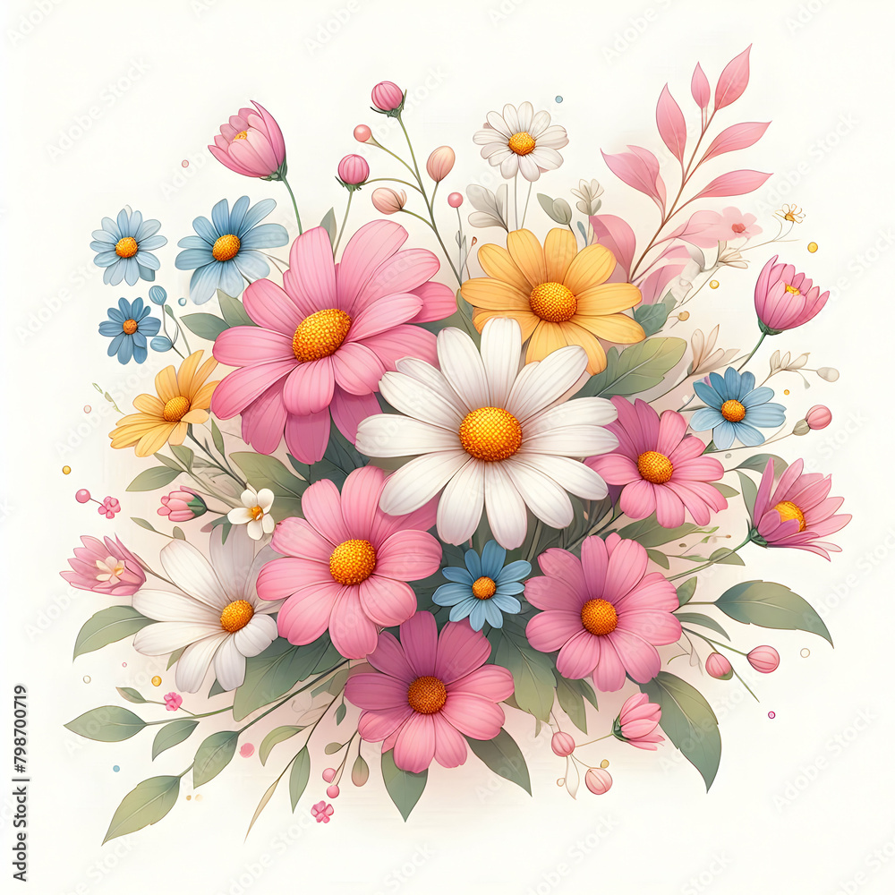 background with flowers flower, pink, nature, flowers, blossom, beauty, daisy ,Ai generated 