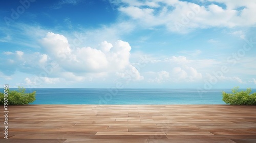 Panoramic ocean view with a wide horizon, perfect for broad messages, with extensive text space across the top