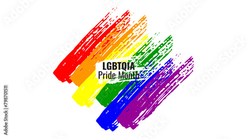 LGBTQ banner with symbols celebrating Pride Month. Rainbow elements. Gay pride parade. Vector illustration.