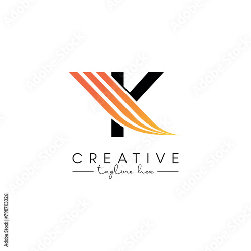 Creative Unique Letter K Swoosh Logo Design, Initial Vector Symbol.