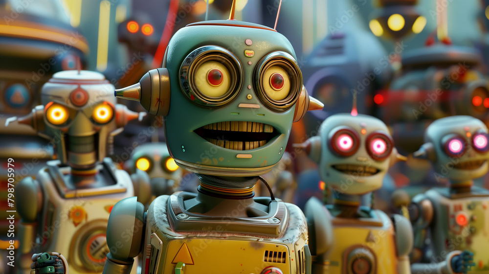 A robot with a face made of metal and wires. The robot has a human-like face with a mouth and eyes. The robot is in a dark room with a yellow light shining on it. Scene is eerie and unsettling A robot with a face made of metal and wires. The robot has a human-like face with a mouth and eyes. The robot is in a dark room with a yellow light shining on it. Scene is eerie and unsettling