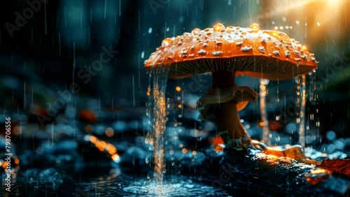 Nature's Artistry: Water Flowing from a Fungus photo