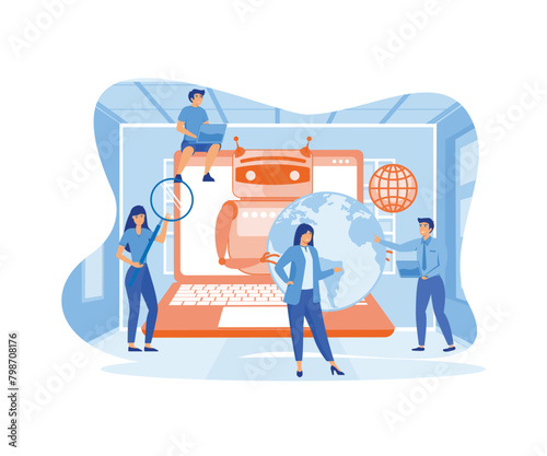 Digital Transformation, AI technology, automation and cloud computing. flat vector modern illustration