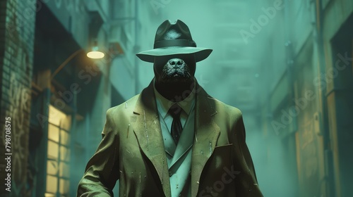 Business/detective/mob/dog in a suit with hat photo