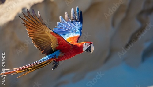 blue and red macaw photo