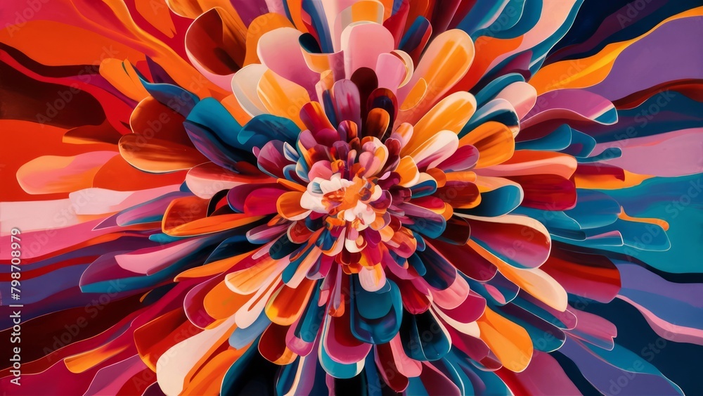 abstract painting featuring a vibrant explosion of colors, with swirling shapes abstract painting featuring a vibrant explosion of colors, with swirling shapes