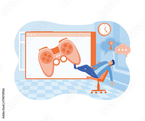 Digital overload abstract concept. Screen addiction, social media, gaming disorder,  video game addict, mental health problem abstract metaphor. flat vector modern illustration