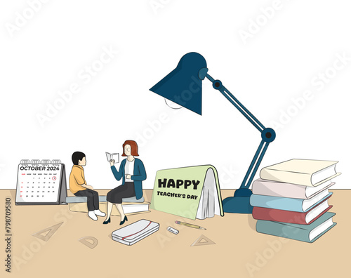 Hand drawn teachers' day poster template