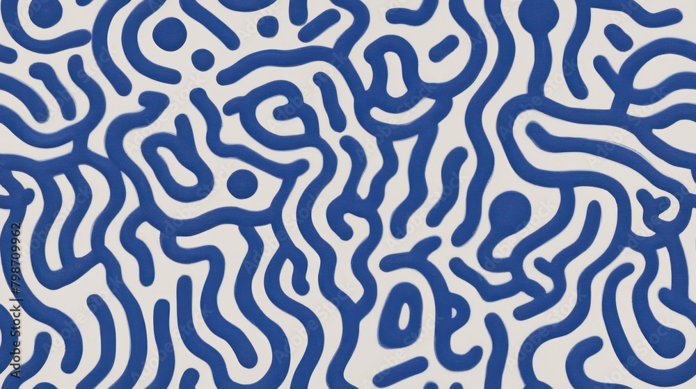 blue and white seamless pattern with wavy lines