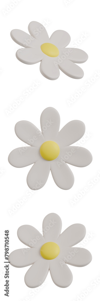 3D Low Poly Beautiful White Flower Isolated 