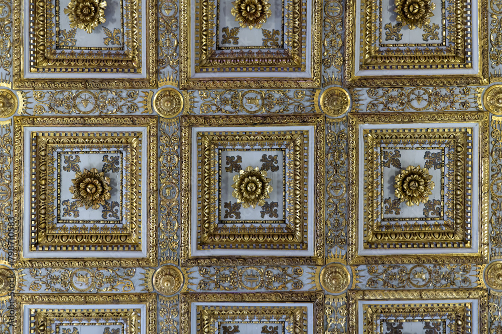 Coffered celling in the Basilica of Saint Mary Major (Santa Maria Maggiore). Rome, Italy