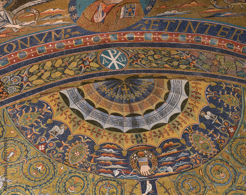 Heaven -detail of the mosaic in the Apse in the Basilica of Saint Clement. Rome, Italy.