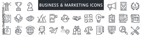 set of marketing icons, seo, analytics, ads, business