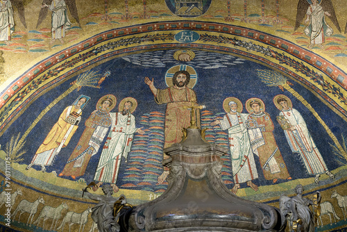 Mosaic of Santa Prassede - the Basilica of Saint Praxedes. Rome, Italy photo