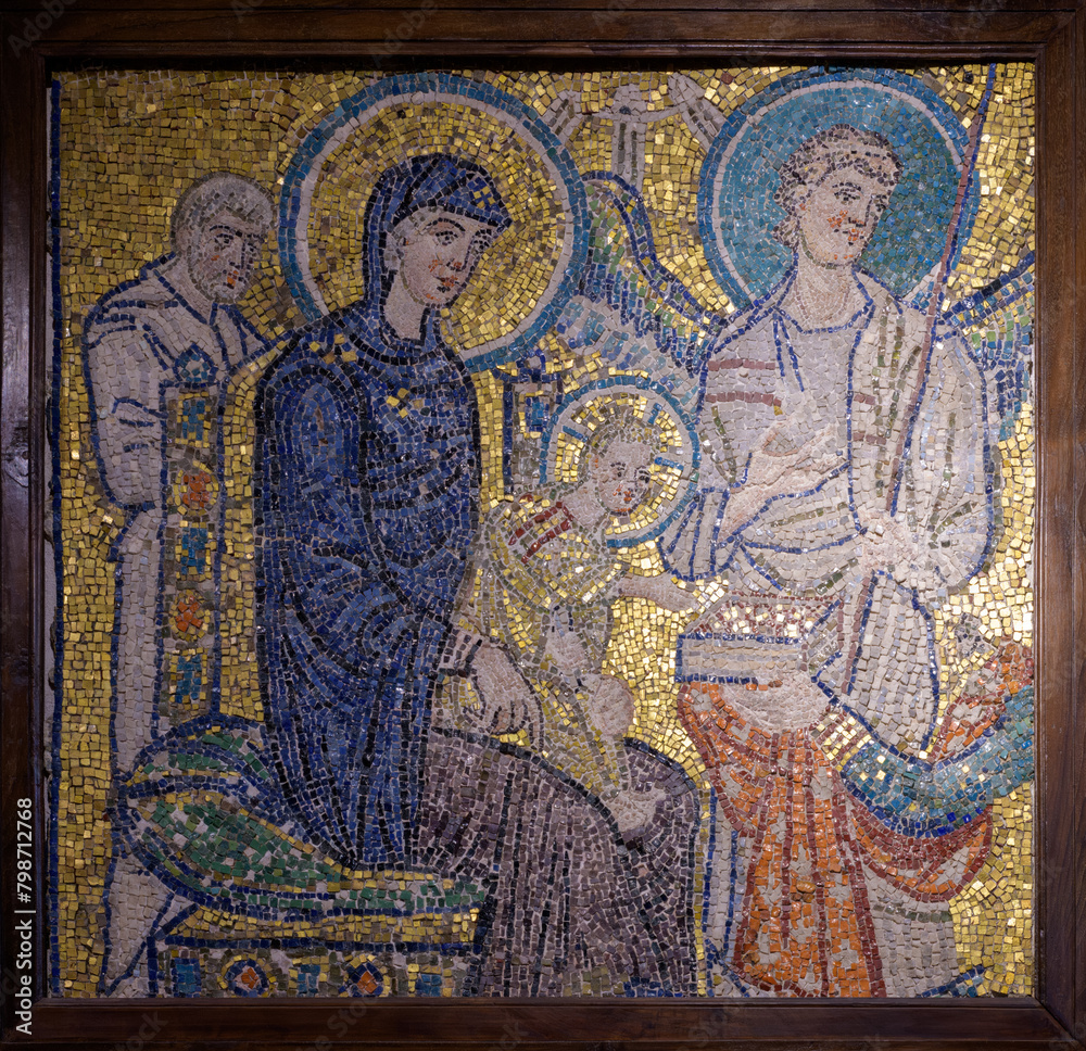 Mosaic fragment of an Adoration of the Magi. The Basilica of Saint Mary in Cosmedin. Rome, Italy