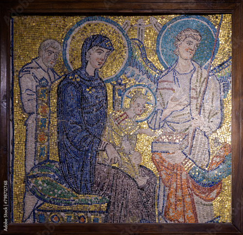 Mosaic fragment of an Adoration of the Magi. The Basilica of Saint Mary in Cosmedin. Rome, Italy