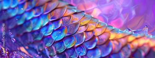 A detailed background depicting the scales and iridescent colors of a fish swimming underwater.