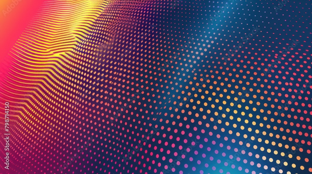 Fototapeta premium Colorful gradient halftone dotted pattern wave background illustration bright color.
