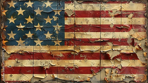 An evocative depiction of the USA flag on aged parchment, reflecting the deep historical roots and the passage of centuries since the nation's inception.