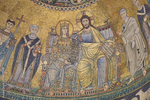 Mosaics in the apse of the Basilica of Santa Maria in Trastevere. Rome, Italy