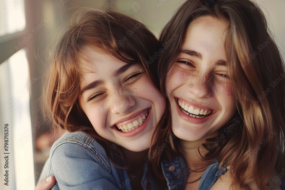 young sisters taking a selfie at home young sisters taking a selfie at home
