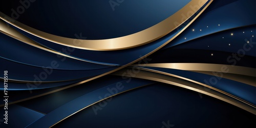 Dark Blue and Gold Waves abstract