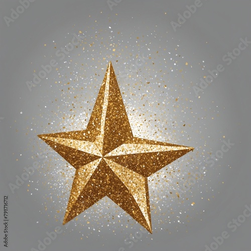 Gold Christmas star on a gray background. Vector illustration for your design