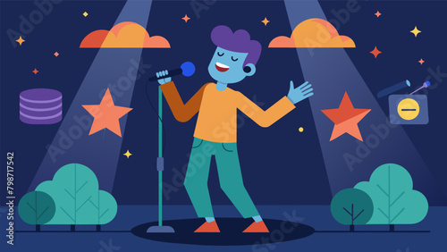 A singer sharing their preshow routine and how they mentally prepare for challenging songs.. Vector illustration