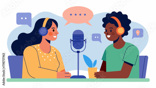 A podcast series featuring interviews with mental health advocates and experts raises awareness and promotes acceptance of mental health diversity.. Vector illustration