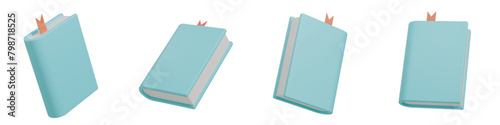 3D Low Poly Book with Blue Cover Isolated