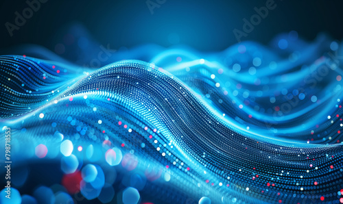 Technology background of wavy particles photo