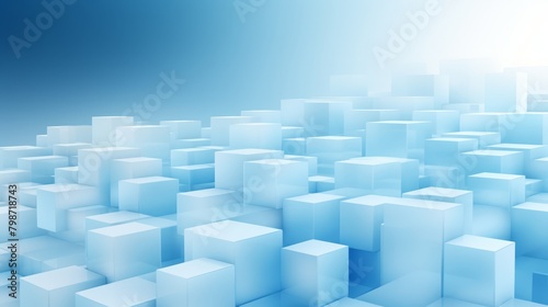 3D cubes pattern on a subtle gradient background  representing data structure in technology  light blue tones  ample copy space 