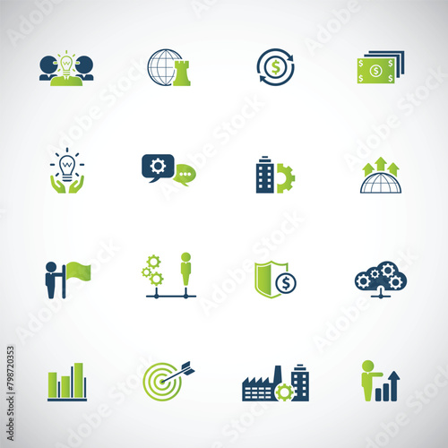 Universal business management and human resources icon set. Universal icons for web and mobile. Vector.