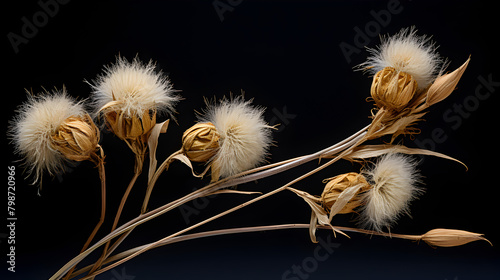 Dry dried flower bud heads Tussilago  photo