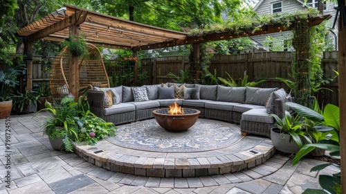 Outdoor Living Oasis: A serene outdoor living space with comfortable seating