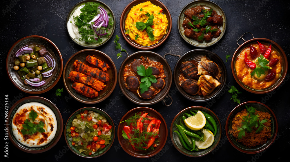 Food background. Set of traditional Turkish Dishes