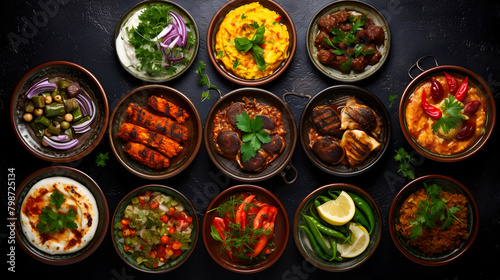 Food background. Set of traditional Turkish Dishes