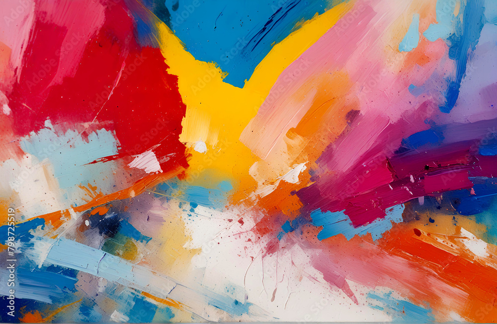 Fototapeta premium Closeup of abstract background painted with oil paints. multicolored abstract background. Generative AI