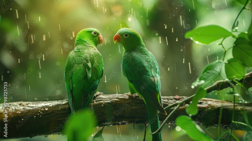 Obraz premium Beautiful birds that are green and can talk