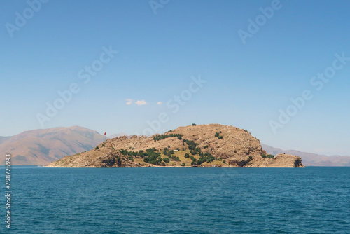 Akdamar Island on Lake Van, Van Gölü, seen from a boat, Van, Turkey