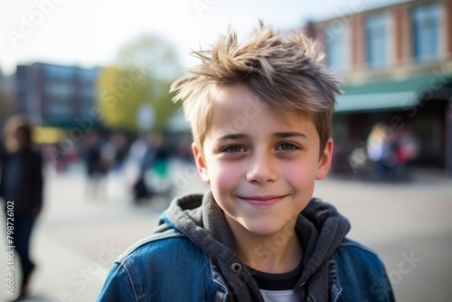 Wallpaper Mural Portrait of a smiling boy in the city. Shallow depth of field Torontodigital.ca
