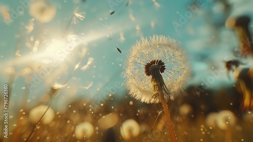 dandelion on sky background  Generative AI 