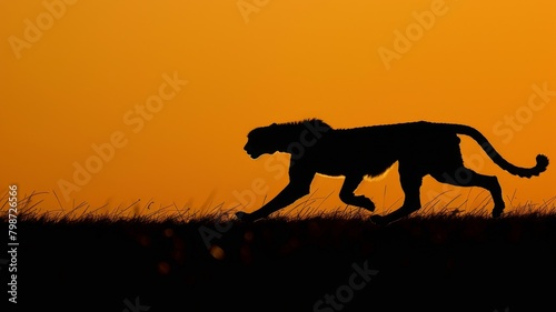 Running Cheetah Silhouette A Graphic Wallpaper Illustrating Unmatched Speed in Nature