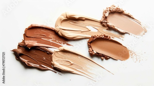 Different shades of foundation isolated on white background, Generative AI,