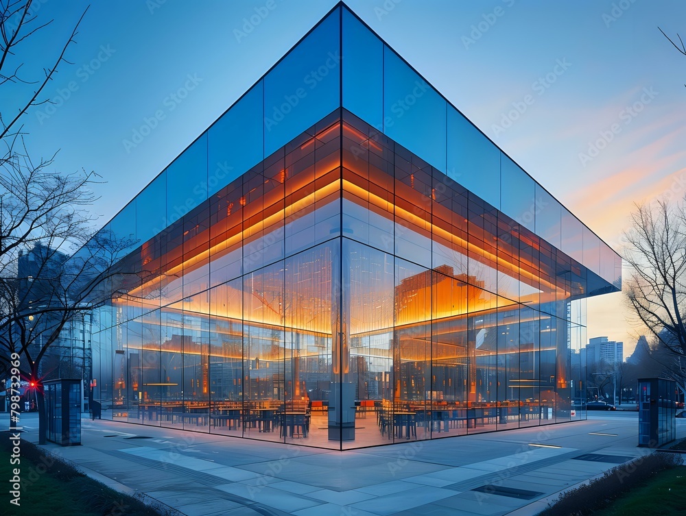 Fototapeta premium Modern Architecture Illuminated at Twilight