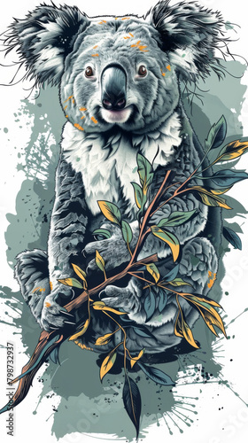 Vibrant Koala Design for Stylish T-Shirt  Graphic photo