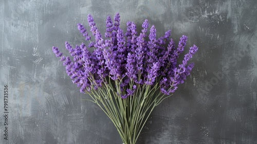 A beautiful bouquet of vibrant purple lavender flowers