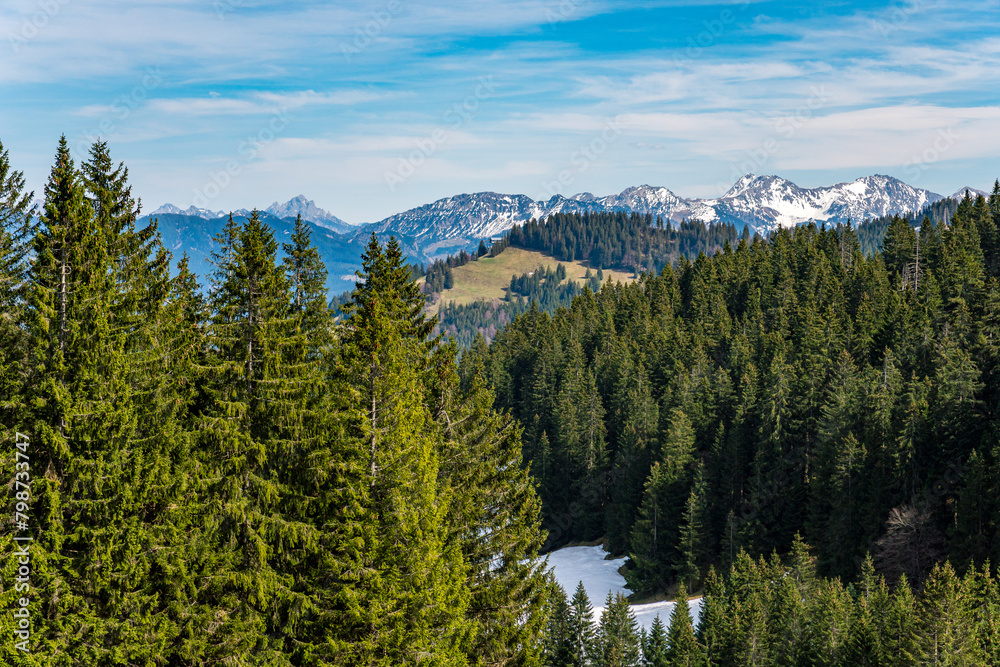 Obraz premium Spring hike to the Immenstadter and Gschwender Horn near Immenstadt in the Allgau